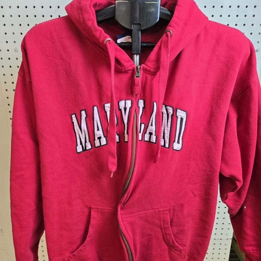 Maryland Terrapins OVB Hooded Sweatshirt Mens XL Red Heavy